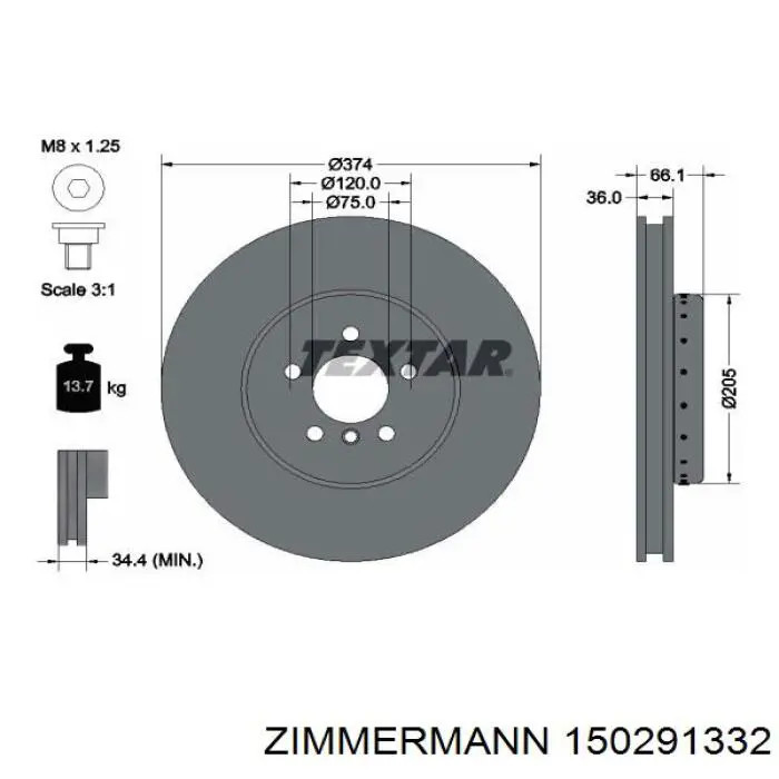 Купити 150291332 Zimmermann Ротор гальмівний