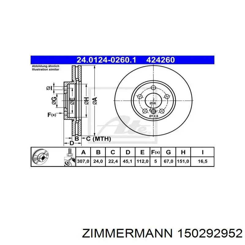 Гальмівні диски передні 150292952 Zimmermann