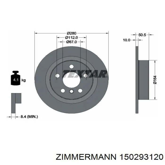 150293120 Zimmermann диск гальмівний задній