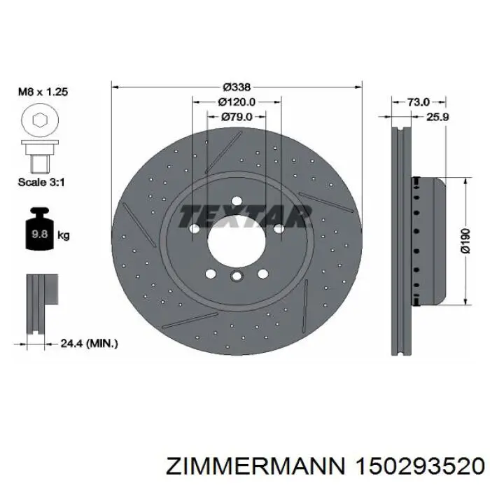 150293520 Zimmermann диск гальмівний передній