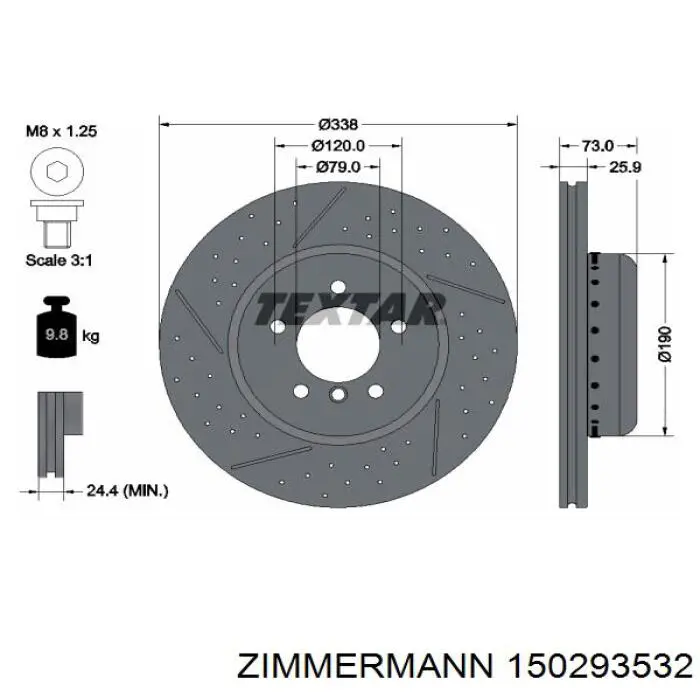 Диск гальмівний передній 150293532 Zimmermann