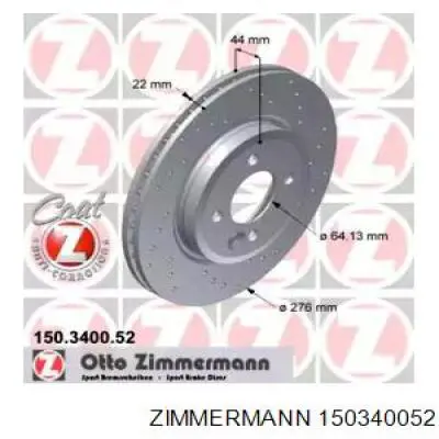 Диск переднього гальма Zimmermann 150340052 ціна, від 29.62 USD