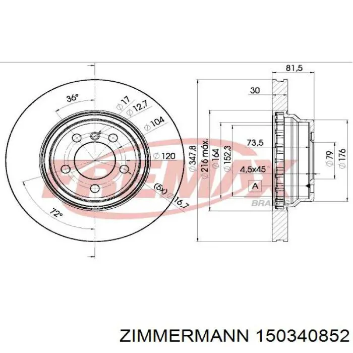 Купити 150340852 Zimmermann Ротор гальмівний