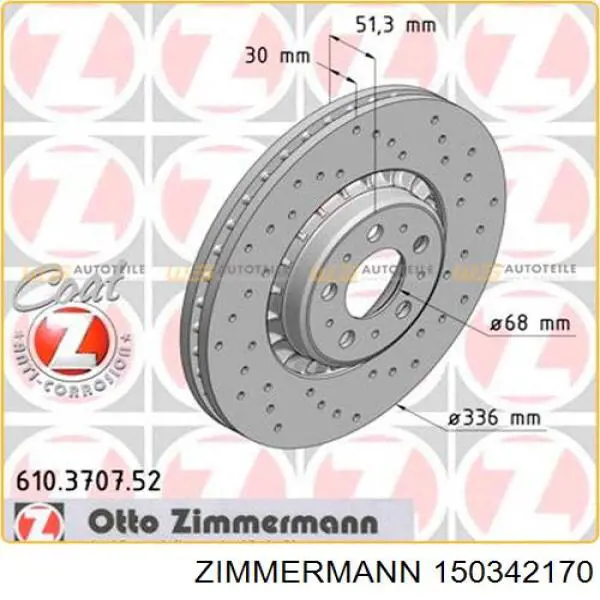 Задні дискові гальма Zimmermann 150342170 ціна, від 326.83 USD