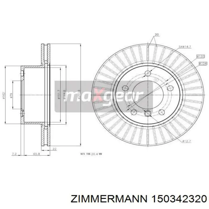 Гальмівні диски передні 150342320 Zimmermann