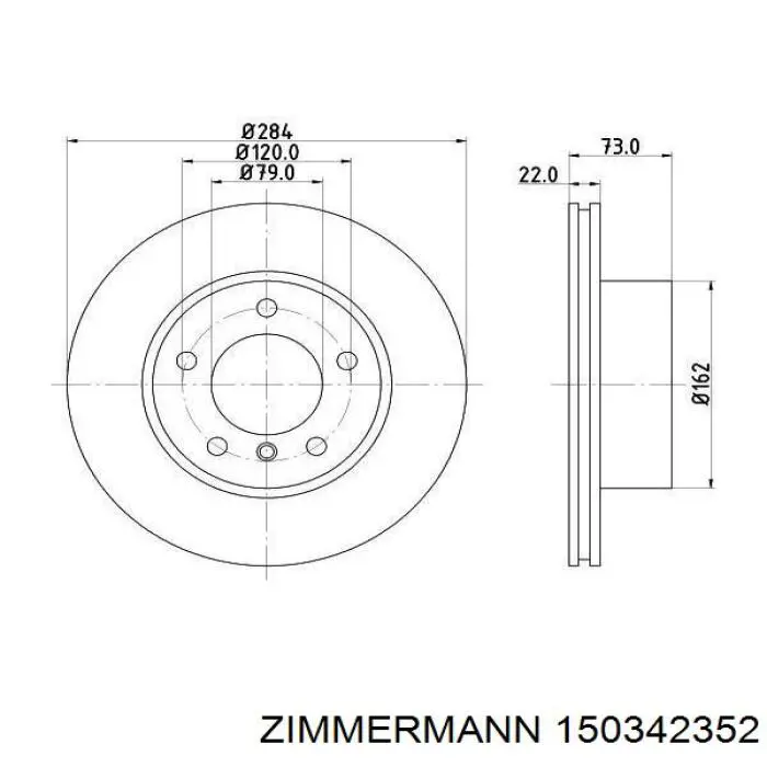 Диск переднього гальма Zimmermann 150342352 ціна, від 48.86 USD