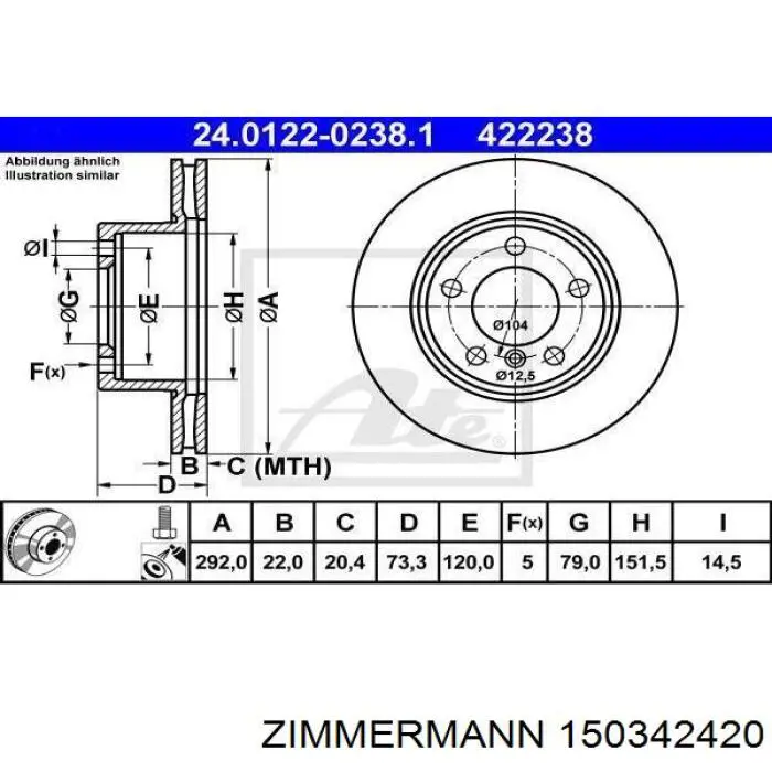 150342420 Zimmermann Гальмо дискове переднє