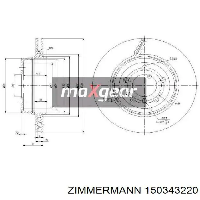 Купити 150343220 Zimmermann Диск заднього гальма