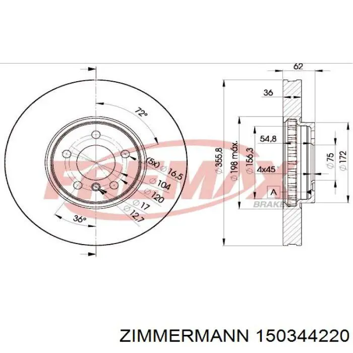 Гальмівні диски передні 150344220 Zimmermann