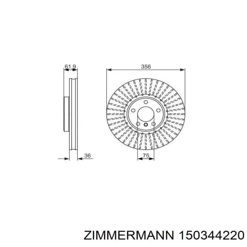 Диск гальмівний передній Zimmermann 150344220
