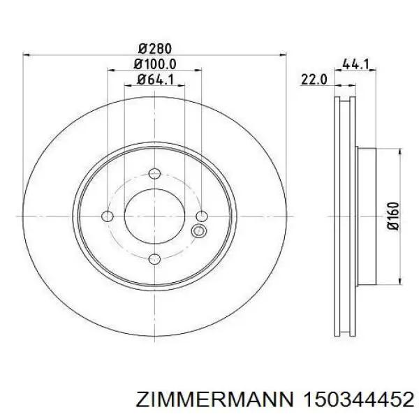150344452 Zimmermann Гальмо дискове переднє