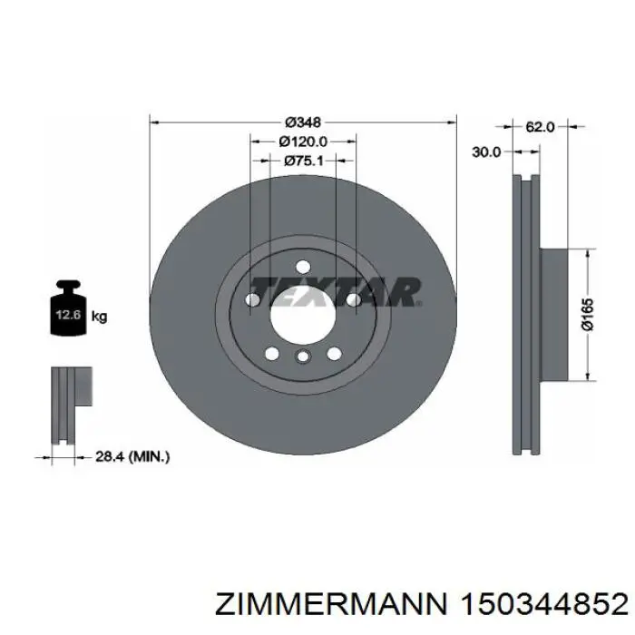 Диск переднього гальма Zimmermann 150344852 ціна, від 154.27 USD