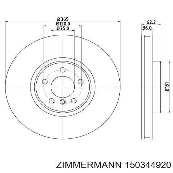Гальмівні диски передні 150344920 Zimmermann
