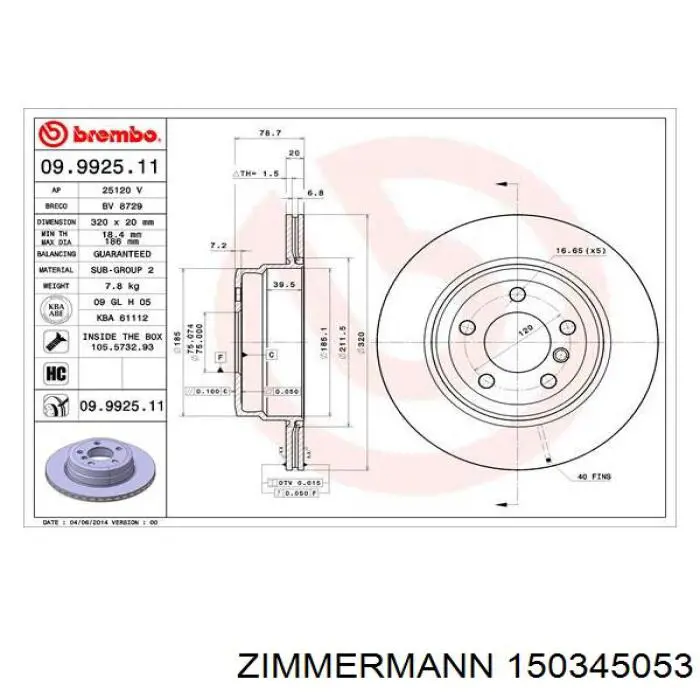Задні дискові гальма Zimmermann 150345053 ціна, від 75.93 USD