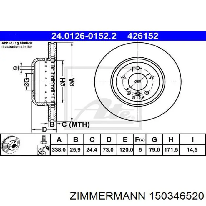 150346520 Zimmermann диск гальмівний передній