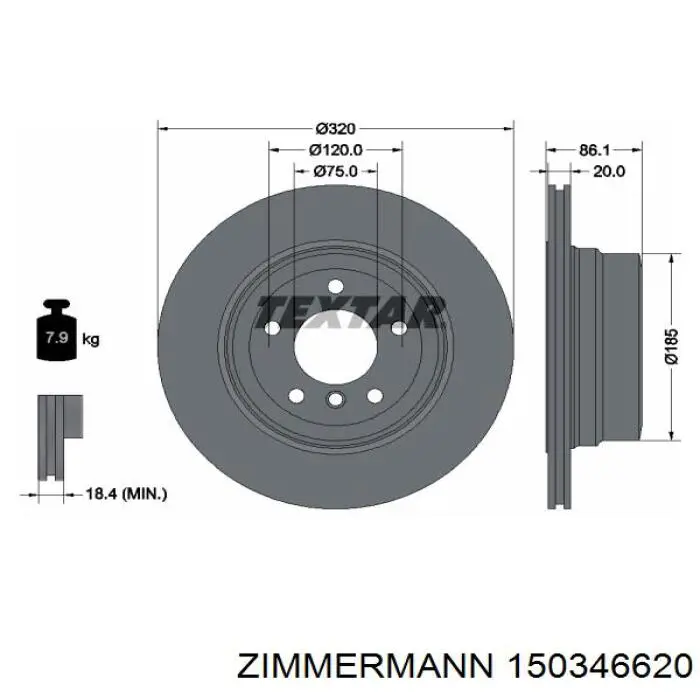 150346620 Zimmermann диск гальмівний задній