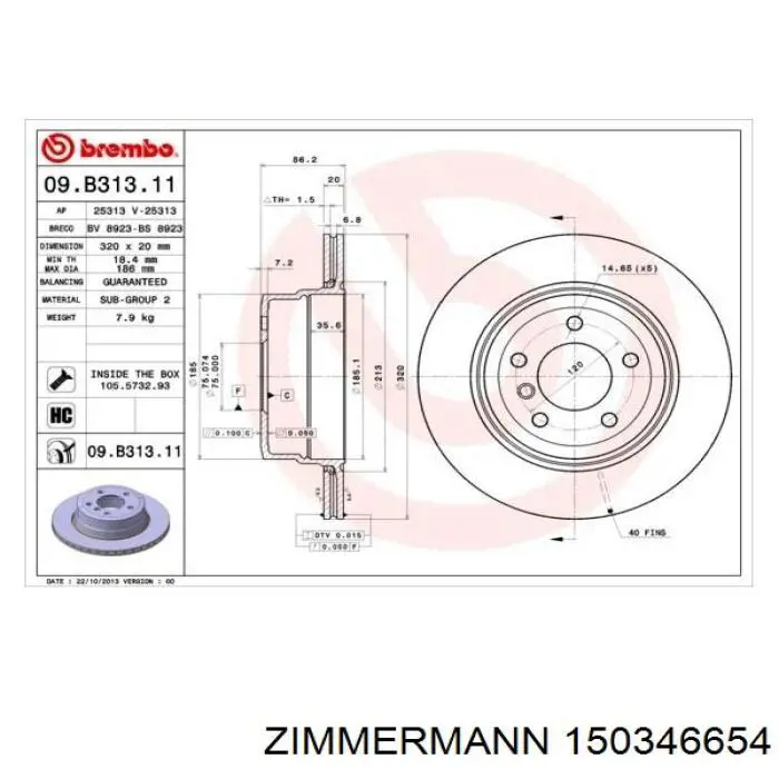 Задні дискові гальма Zimmermann 150346654 ціна, від 63.81 USD