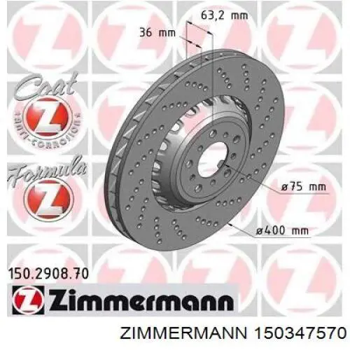 Задні дискові гальма Zimmermann 150347570 ціна, від 313.09 USD