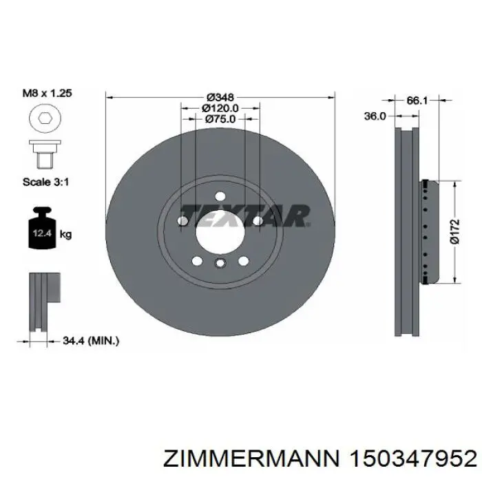 Купити 150347952 Zimmermann Ротор гальмівний