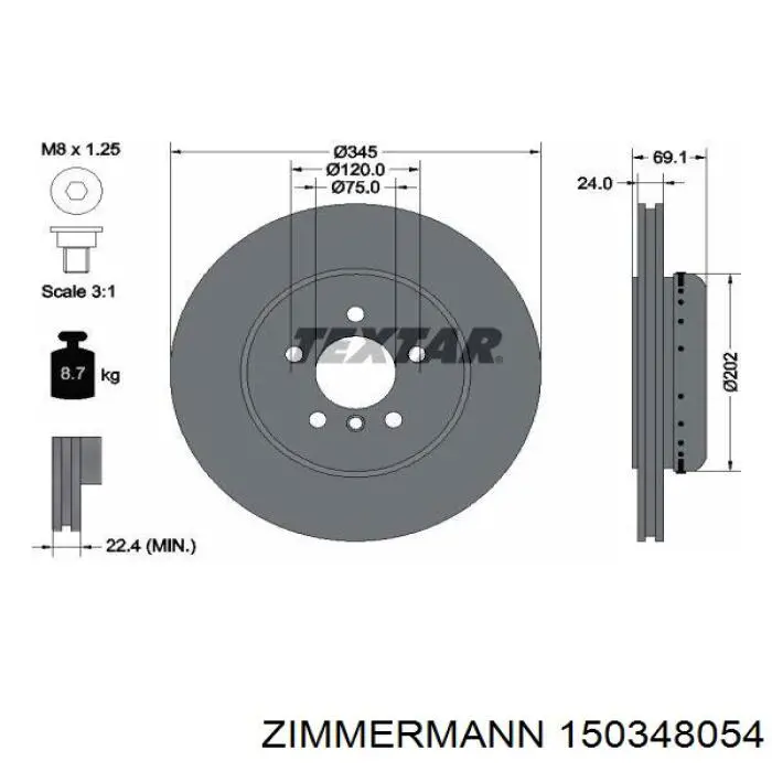 Задні дискові гальма Zimmermann 150348054 ціна, від 151.43 USD