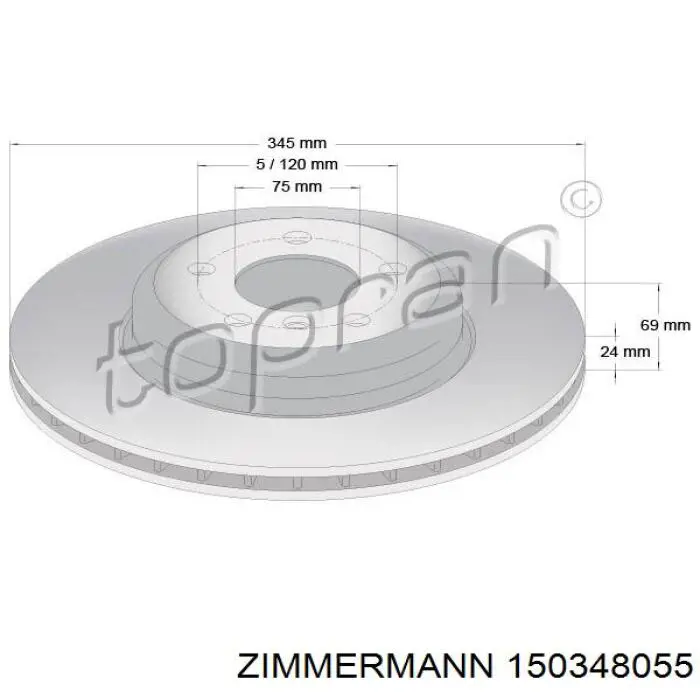 Купити 150348055 Zimmermann Диск заднього гальма