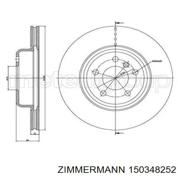 Диск гальмівний передній Zimmermann 150348252