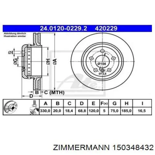 Задні дискові гальма Zimmermann 150348432 ціна, від 158.21 USD
