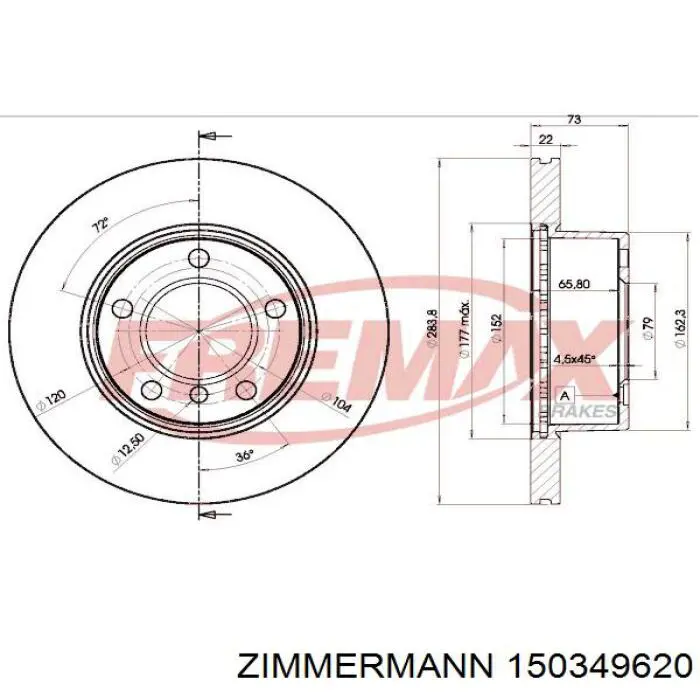 Купити 150349620 Zimmermann Ротор гальмівний