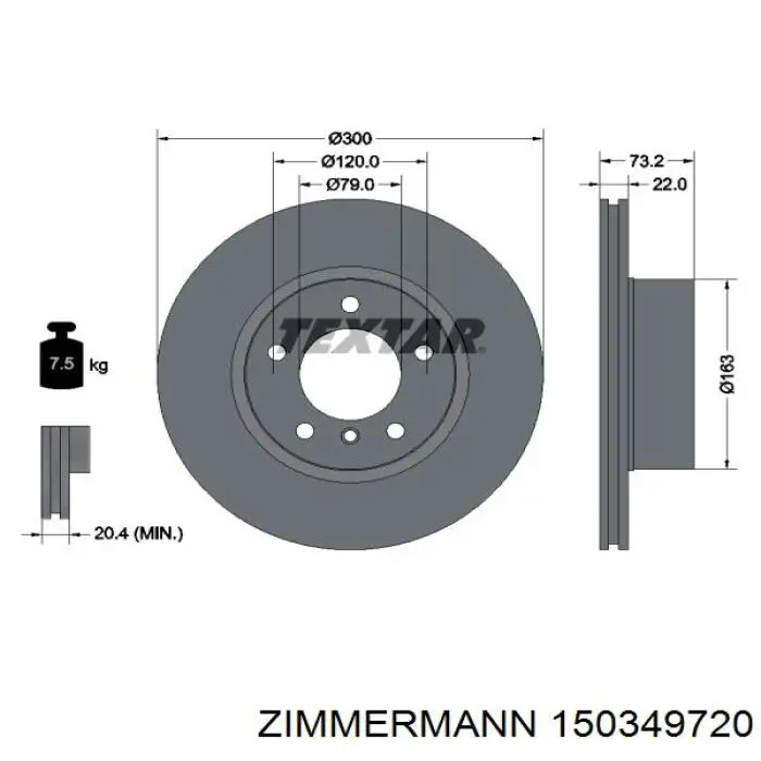 150349720 Zimmermann Гальмо дискове переднє