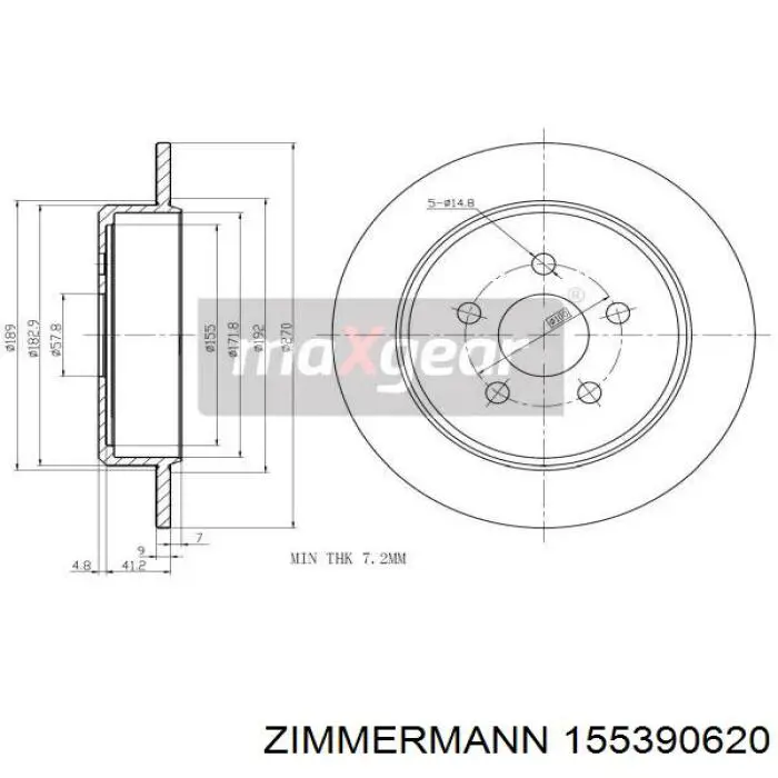 Диск гальмівний задній Zimmermann 155390620