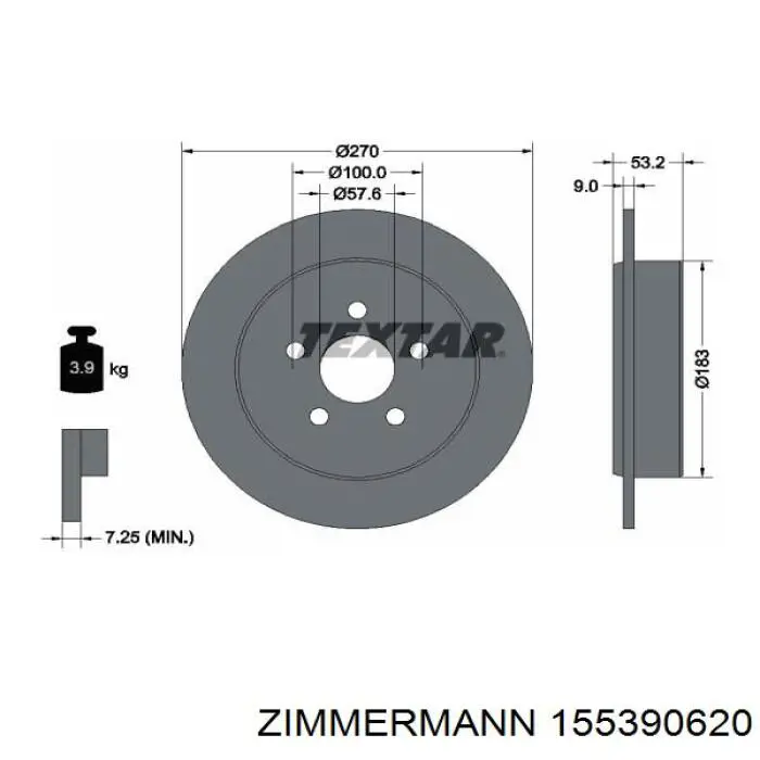 Купити 155390620 Zimmermann Диск заднього гальма