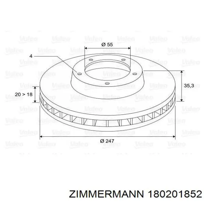 Диск переднього гальма Zimmermann 180201852 ціна, від 25.87 USD