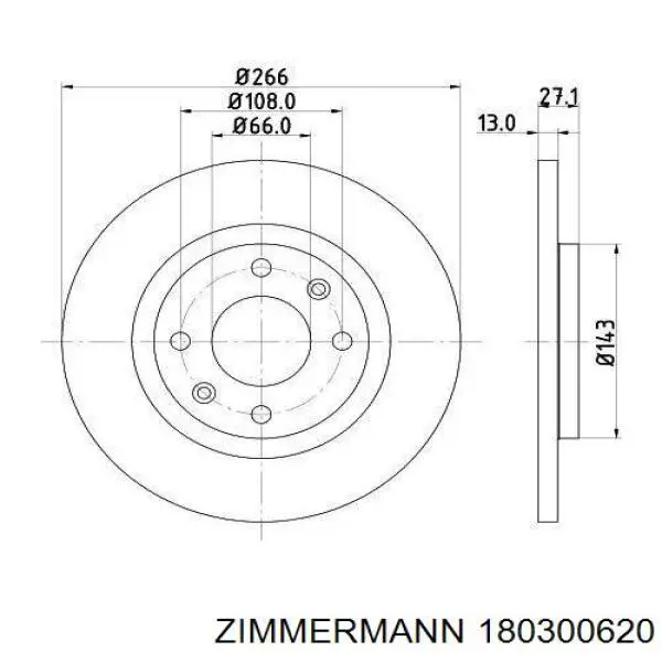 Диск гальмівний передній Zimmermann 180300620