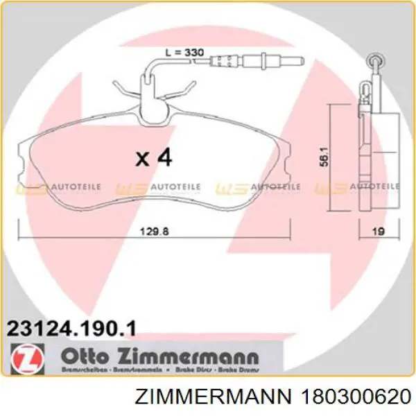 Диск переднього гальма Zimmermann 180300620 ціна, від 26.65 USD