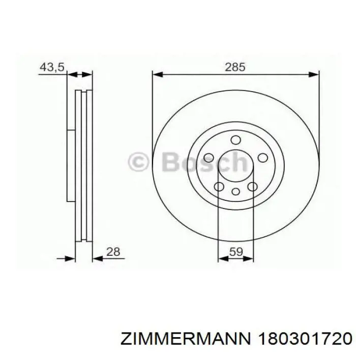 Диск гальмівний передній Zimmermann 180301720