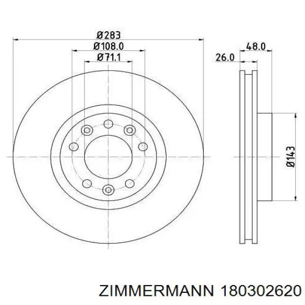 180302620 Zimmermann Гальмо дискове переднє