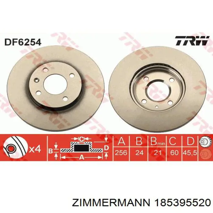 185395520 Zimmermann диск гальмівний передній