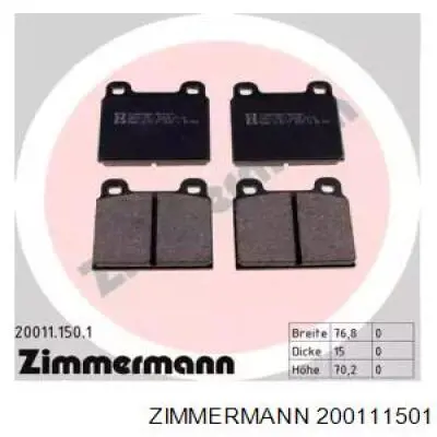 Гальмівні колодки Zimmermann 200111501 ціна, від 16.37 USD