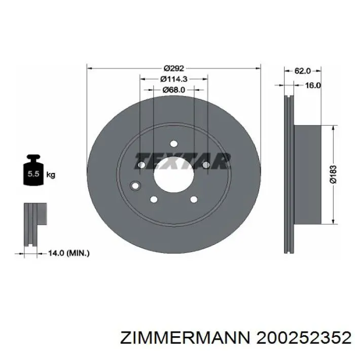 Диск гальмівний задній Zimmermann 200252352