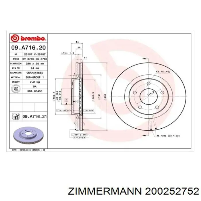 Гальмівні диски передні 200252752 Zimmermann
