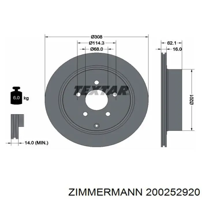 Задні дискові гальма Zimmermann 200252920 ціна, від 46.94 USD