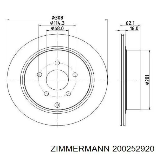 Купити 200252920 Zimmermann Диск заднього гальма