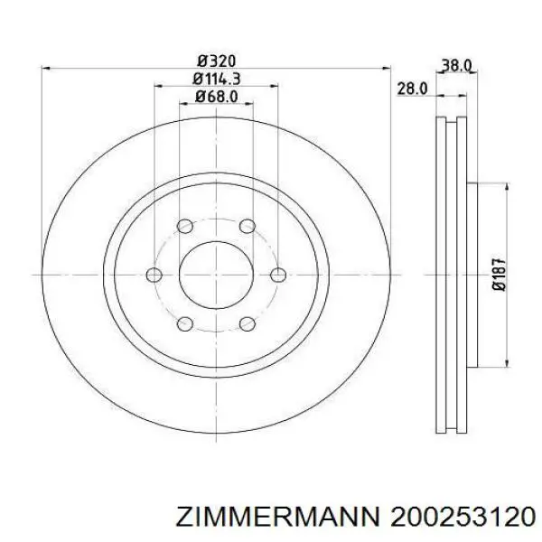 Купити 200253120 Zimmermann Ротор гальмівний