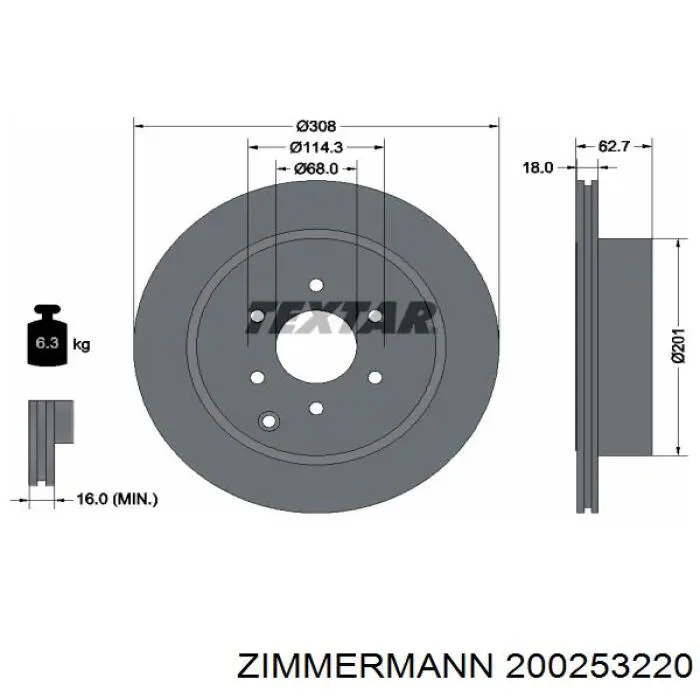 Купити 200253220 Zimmermann Диск заднього гальма