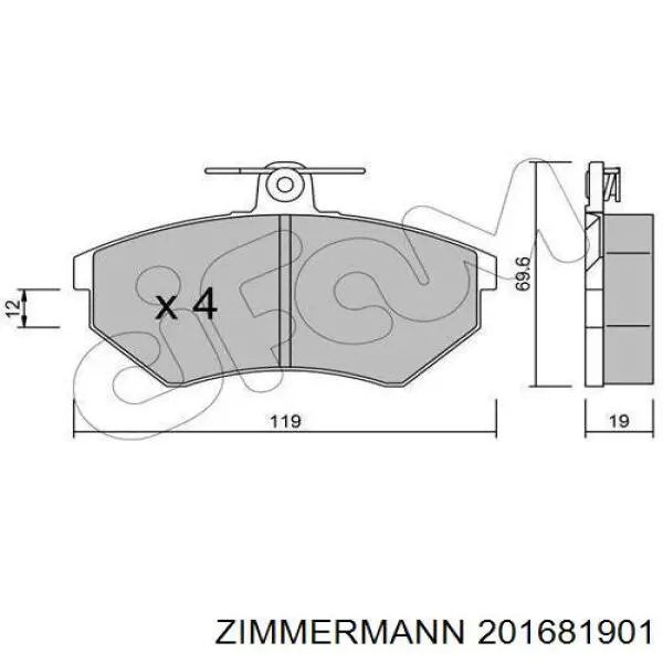 Купити 201681901 Zimmermann Колодки гальмівні передні, дискові