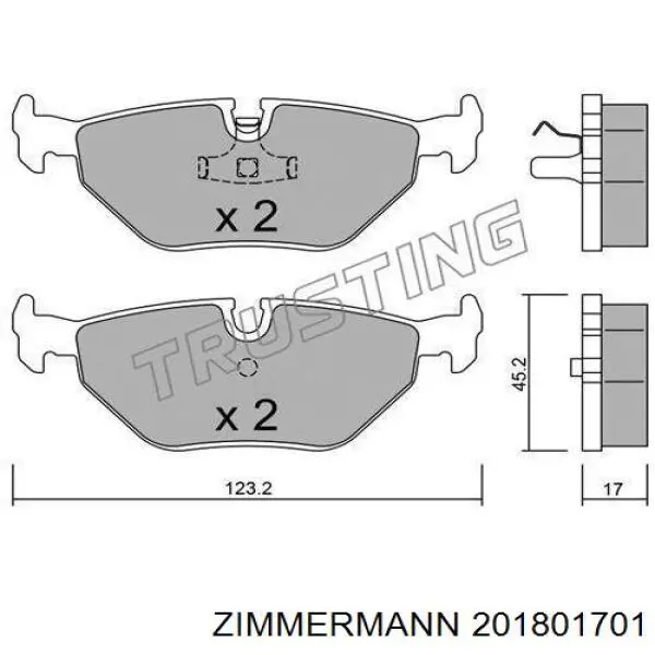 Задні гальмівні колодки 201801701 Zimmermann