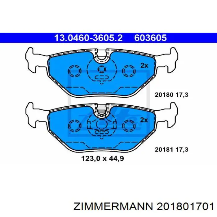 Задні гальмівні колодки Zimmermann 201801701 ціна, від 27.93 USD