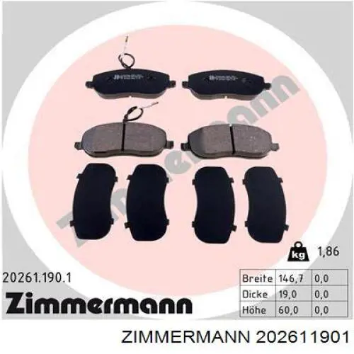 202611901 Zimmermann колодки гальмівні передні, дискові