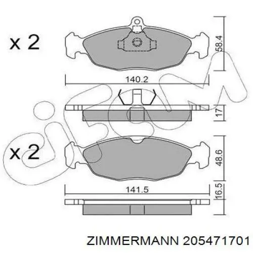 205471701 Zimmermann Передні гальмівні колодки