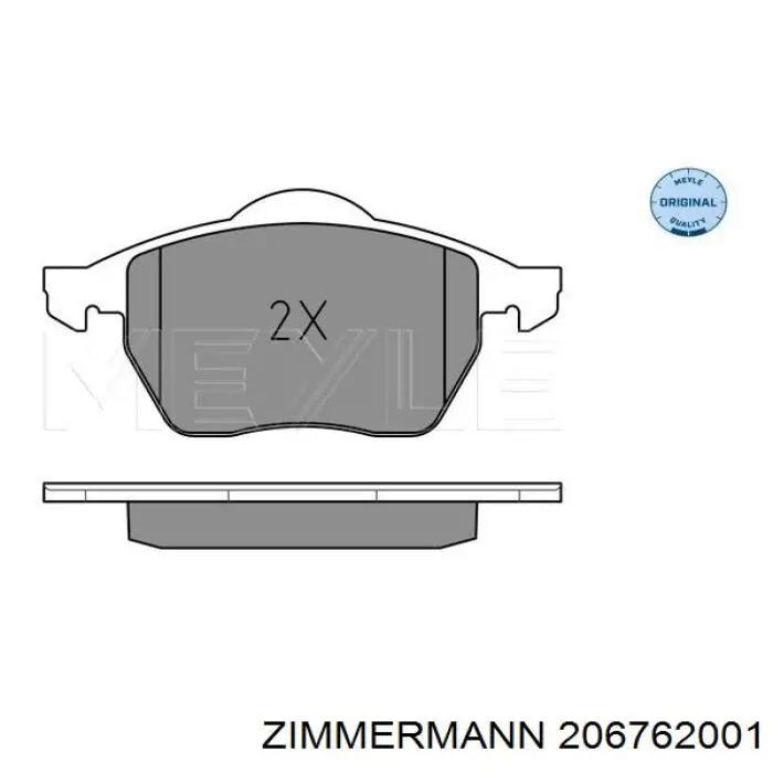 Передні тормозні колодки 206762001 Zimmermann
